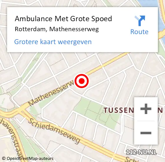 Locatie op kaart van de 112 melding: Ambulance Met Grote Spoed Naar Rotterdam, Mathenesserweg op 16 juni 2022 10:53