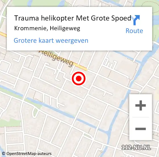 Locatie op kaart van de 112 melding: Trauma helikopter Met Grote Spoed Naar Krommenie, Heiligeweg op 16 juni 2022 11:09