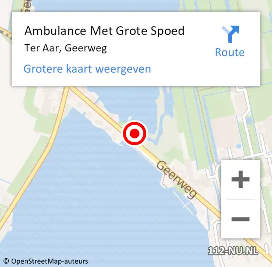 Locatie op kaart van de 112 melding: Ambulance Met Grote Spoed Naar Ter Aar, Geerweg op 16 juni 2022 11:14