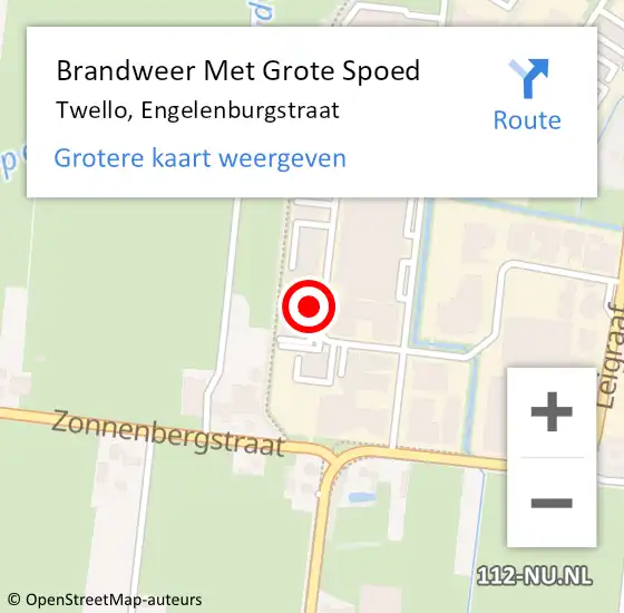Locatie op kaart van de 112 melding: Brandweer Met Grote Spoed Naar Twello, Engelenburgstraat op 16 juni 2022 11:15