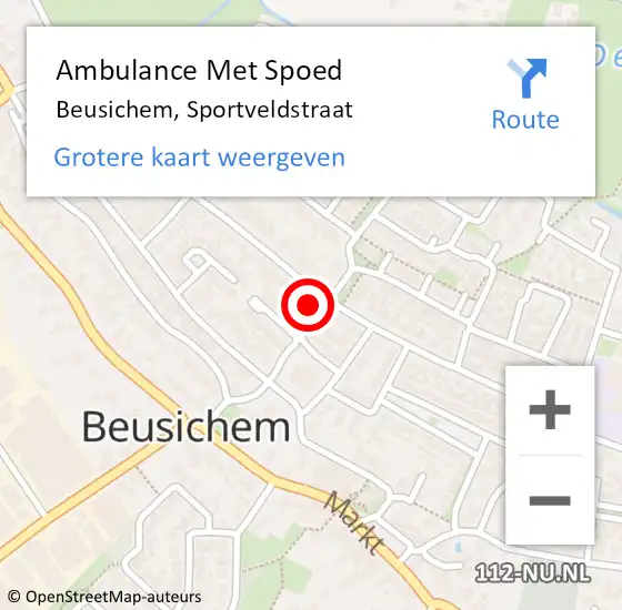Locatie op kaart van de 112 melding: Ambulance Met Spoed Naar Beusichem, Sportveldstraat op 16 juni 2022 11:31