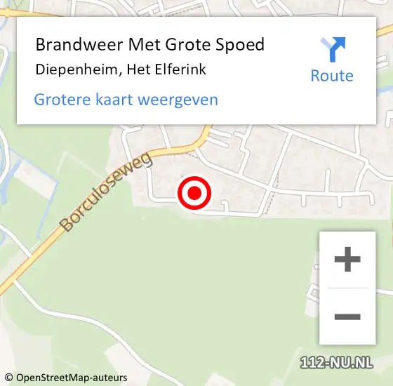 Locatie op kaart van de 112 melding: Brandweer Met Grote Spoed Naar Diepenheim, Het Elferink op 16 juni 2022 11:33