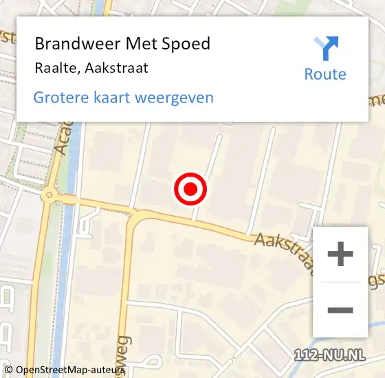 Locatie op kaart van de 112 melding: Brandweer Met Spoed Naar Raalte, Aakstraat op 16 juni 2022 11:55