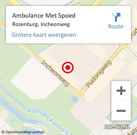 Locatie op kaart van de 112 melding: Ambulance Met Spoed Naar Rozenburg, Incheonweg op 16 juni 2022 12:00