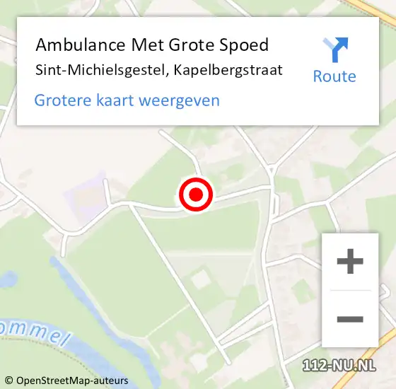 Locatie op kaart van de 112 melding: Ambulance Met Grote Spoed Naar Sint-Michielsgestel, Kapelbergstraat op 20 juli 2014 10:52