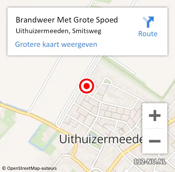 Locatie op kaart van de 112 melding: Brandweer Met Grote Spoed Naar Uithuizermeeden, Smitsweg op 16 juni 2022 12:08