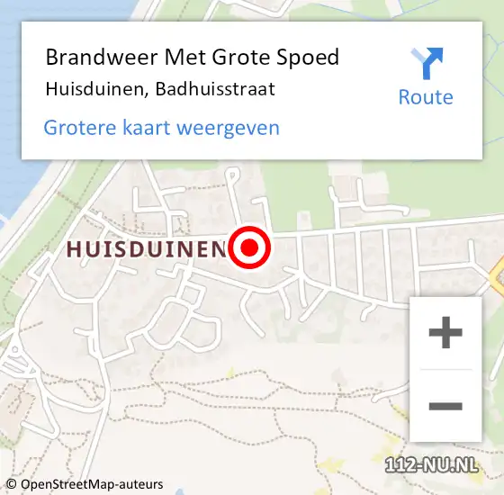 Locatie op kaart van de 112 melding: Brandweer Met Grote Spoed Naar Huisduinen, Badhuisstraat op 16 juni 2022 12:12
