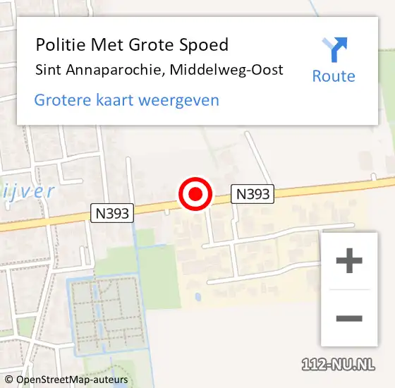 Locatie op kaart van de 112 melding: Politie Met Grote Spoed Naar Sint Annaparochie, Middelweg-Oost op 16 juni 2022 12:28