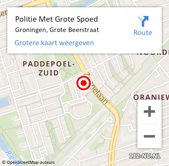 Locatie op kaart van de 112 melding: Politie Met Grote Spoed Naar Groningen, Grote Beerstraat op 16 juni 2022 12:50