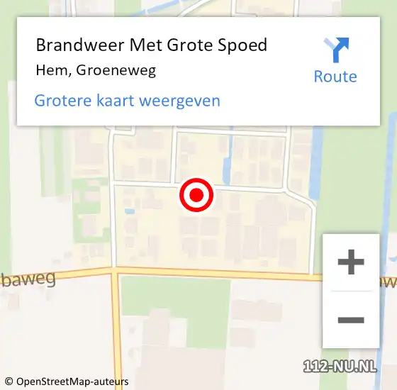 Locatie op kaart van de 112 melding: Brandweer Met Grote Spoed Naar Hem, Groeneweg op 16 juni 2022 13:00