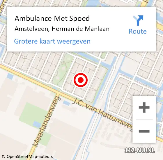 Locatie op kaart van de 112 melding: Ambulance Met Spoed Naar Amstelveen, Herman de Manlaan op 16 juni 2022 13:07