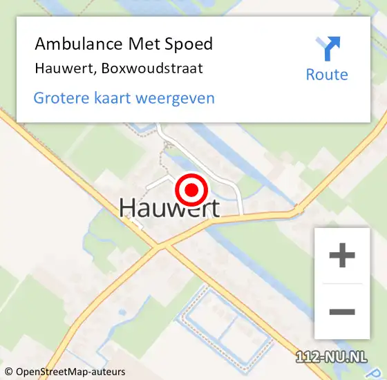 Locatie op kaart van de 112 melding: Ambulance Met Spoed Naar Hauwert, Boxwoudstraat op 16 juni 2022 13:19