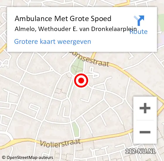 Locatie op kaart van de 112 melding: Ambulance Met Grote Spoed Naar Almelo, Wethouder E. van Dronkelaarplein op 16 juni 2022 13:50