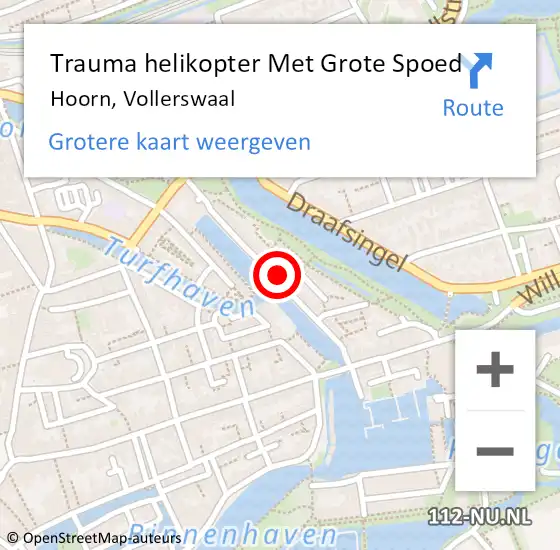 Locatie op kaart van de 112 melding: Trauma helikopter Met Grote Spoed Naar Hoorn, Vollerswaal op 16 juni 2022 13:52