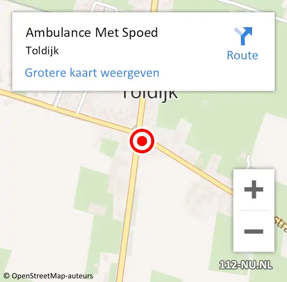 Locatie op kaart van de 112 melding: Ambulance Met Spoed Naar Toldijk op 16 juni 2022 13:57