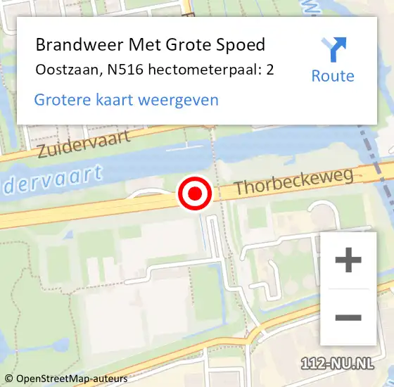 Locatie op kaart van de 112 melding: Brandweer Met Grote Spoed Naar Oostzaan, N516 hectometerpaal: 2 op 16 juni 2022 13:58