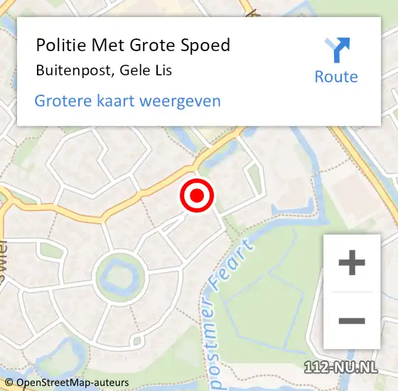 Locatie op kaart van de 112 melding: Politie Met Grote Spoed Naar Buitenpost, Gele Lis op 16 juni 2022 14:10