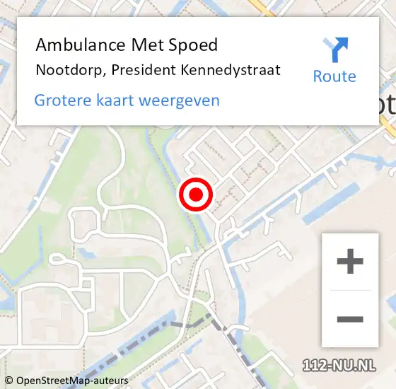 Locatie op kaart van de 112 melding: Ambulance Met Spoed Naar Nootdorp, President Kennedystraat op 16 juni 2022 14:10