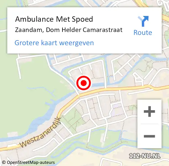 Locatie op kaart van de 112 melding: Ambulance Met Spoed Naar Zaandam, Dom Helder Camarastraat op 16 juni 2022 14:14