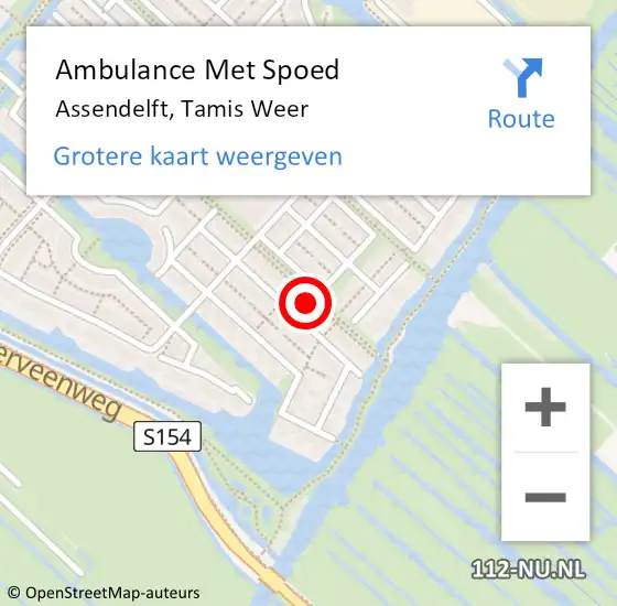 Locatie op kaart van de 112 melding: Ambulance Met Spoed Naar Assendelft, Tamis Weer op 16 juni 2022 14:34