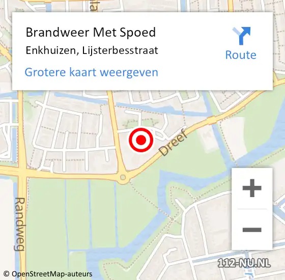 Locatie op kaart van de 112 melding: Brandweer Met Spoed Naar Enkhuizen, Lijsterbesstraat op 16 juni 2022 14:43