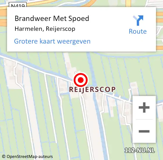 Locatie op kaart van de 112 melding: Brandweer Met Spoed Naar Harmelen, Reijerscop op 16 juni 2022 14:48