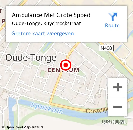 Locatie op kaart van de 112 melding: Ambulance Met Grote Spoed Naar Oude-Tonge, Ruychrockstraat op 16 juni 2022 15:10