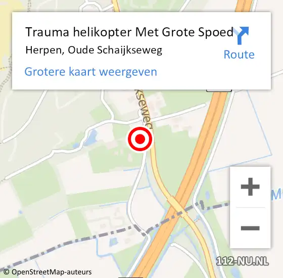 Locatie op kaart van de 112 melding: Trauma helikopter Met Grote Spoed Naar Herpen, Oude Schaijkseweg op 16 juni 2022 15:18