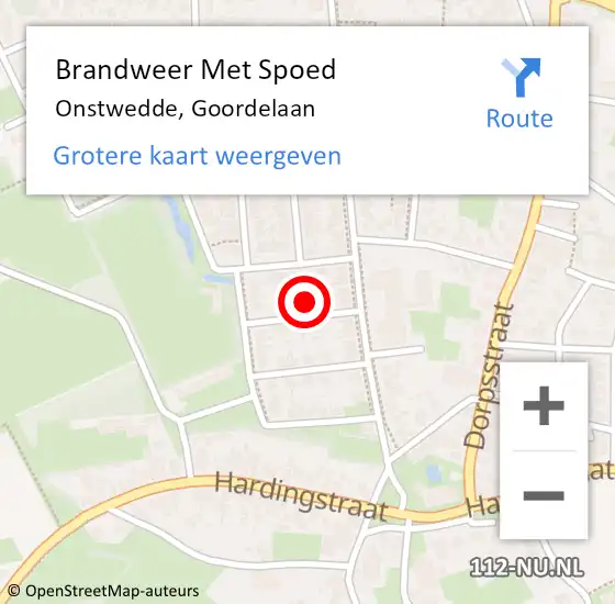 Locatie op kaart van de 112 melding: Brandweer Met Spoed Naar Onstwedde, Goordelaan op 16 juni 2022 15:18