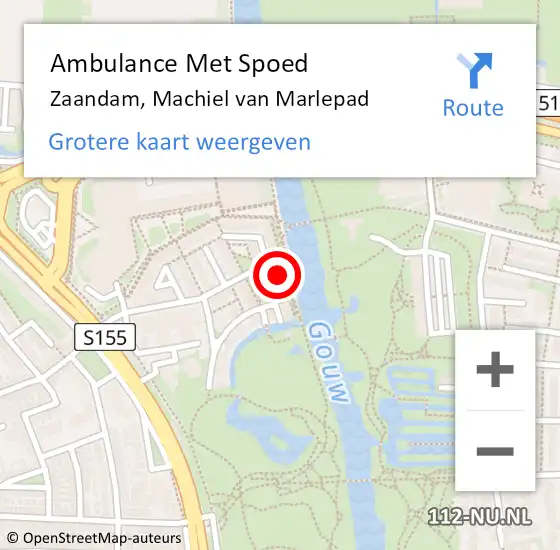 Locatie op kaart van de 112 melding: Ambulance Met Spoed Naar Zaandam, Machiel van Marlepad op 16 juni 2022 15:23