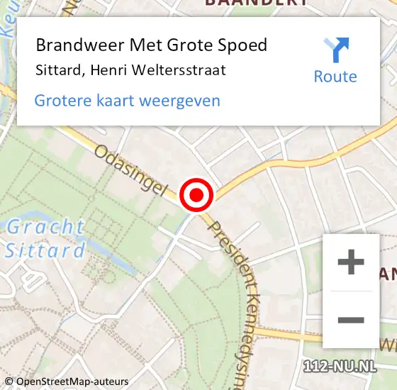 Locatie op kaart van de 112 melding: Brandweer Met Grote Spoed Naar Sittard, Henri Weltersstraat op 16 juni 2022 15:25