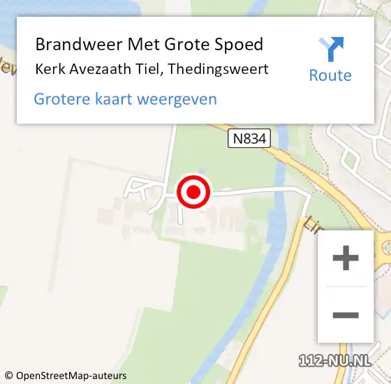 Locatie op kaart van de 112 melding: Brandweer Met Grote Spoed Naar Kerk Avezaath Tiel, Thedingsweert op 20 juli 2014 11:18