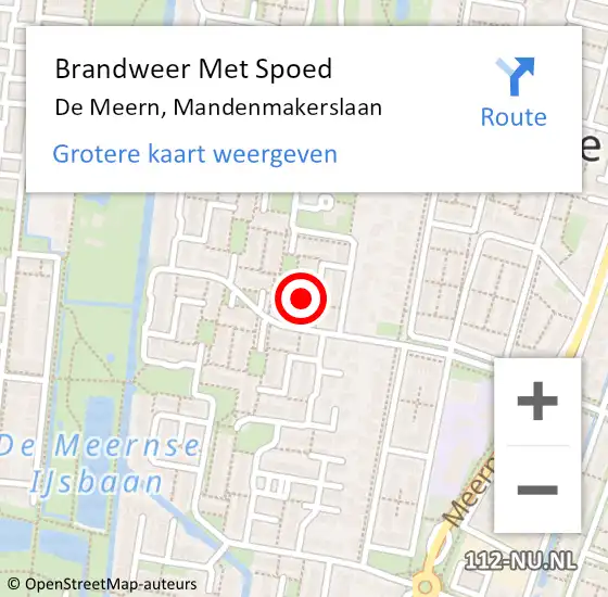 Locatie op kaart van de 112 melding: Brandweer Met Spoed Naar De Meern, Mandenmakerslaan op 16 juni 2022 15:43