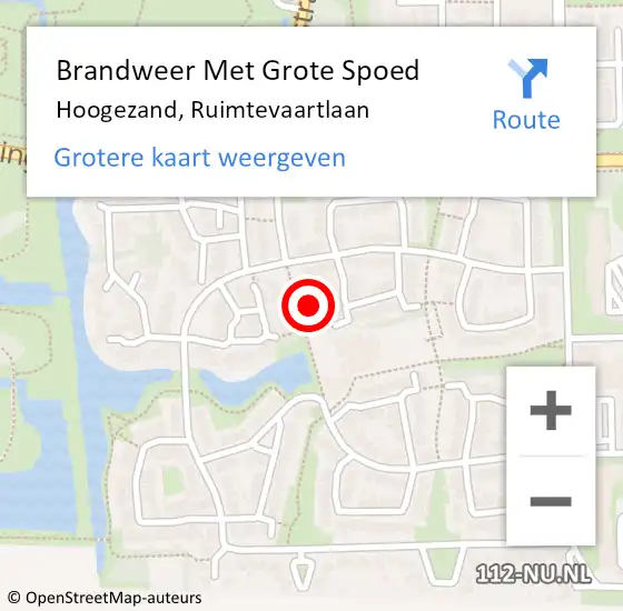 Locatie op kaart van de 112 melding: Brandweer Met Grote Spoed Naar Hoogezand, Ruimtevaartlaan op 16 juni 2022 15:49