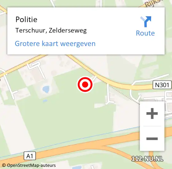 Locatie op kaart van de 112 melding: Politie Terschuur, Zelderseweg op 16 juni 2022 16:01