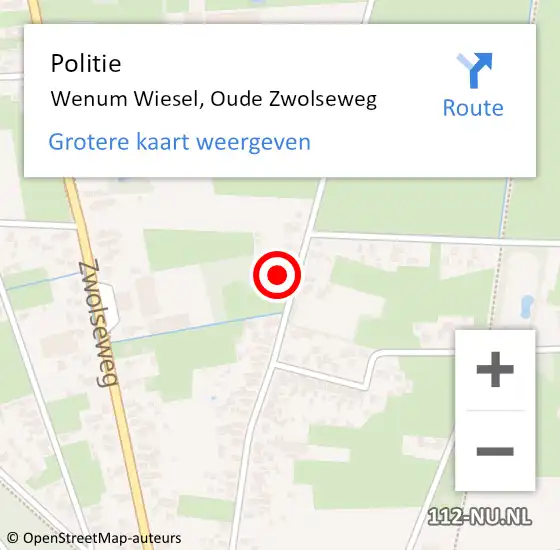 Locatie op kaart van de 112 melding: Politie Wenum Wiesel, Oude Zwolseweg op 16 juni 2022 16:13