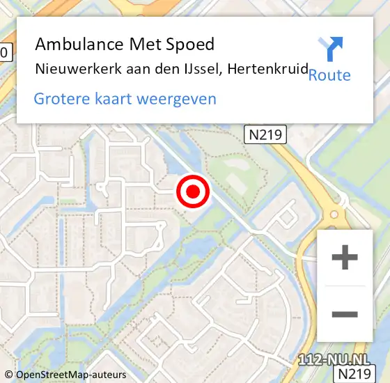 Locatie op kaart van de 112 melding: Ambulance Met Spoed Naar Nieuwerkerk aan den IJssel, Hertenkruid op 16 juni 2022 16:21