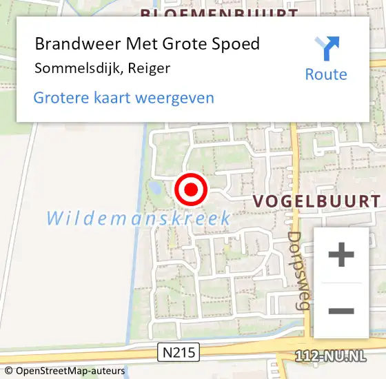 Locatie op kaart van de 112 melding: Brandweer Met Grote Spoed Naar Sommelsdijk, Reiger op 16 juni 2022 16:21
