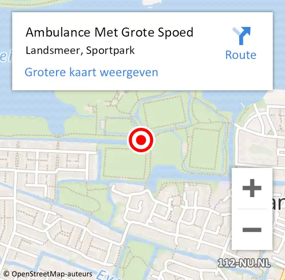 Locatie op kaart van de 112 melding: Ambulance Met Grote Spoed Naar Landsmeer, Sportpark op 16 juni 2022 16:38