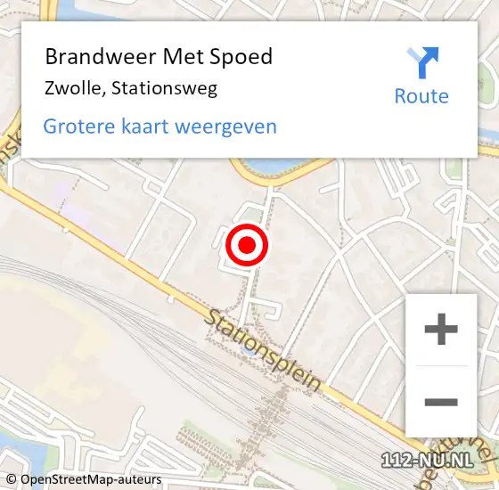 Locatie op kaart van de 112 melding: Brandweer Met Spoed Naar Zwolle, Stationsweg op 16 juni 2022 16:44