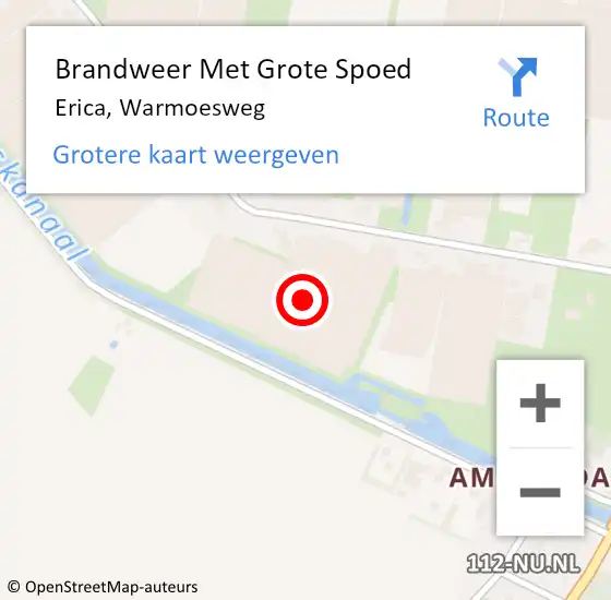 Locatie op kaart van de 112 melding: Brandweer Met Grote Spoed Naar Erica, Warmoesweg op 16 juni 2022 16:48