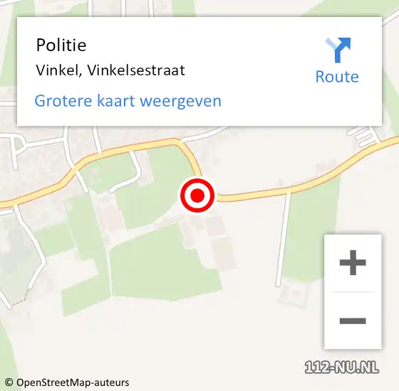Locatie op kaart van de 112 melding: Politie Vinkel, Vinkelsestraat op 16 juni 2022 16:51