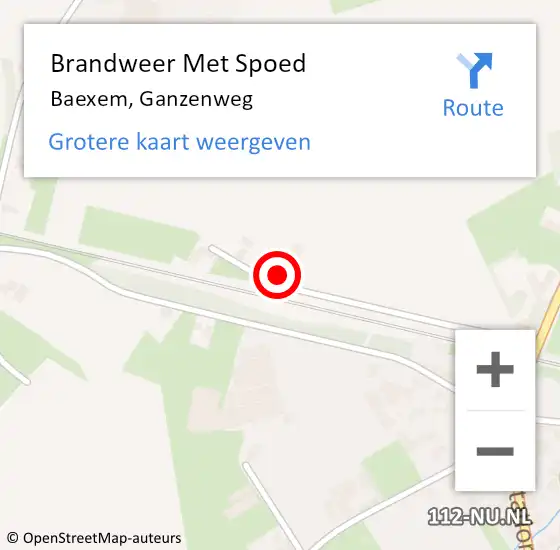 Locatie op kaart van de 112 melding: Brandweer Met Spoed Naar Baexem, Ganzenweg op 16 juni 2022 17:00
