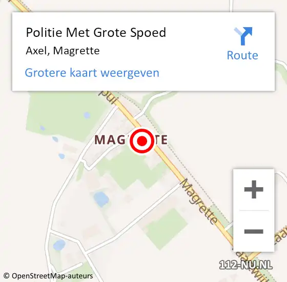 Locatie op kaart van de 112 melding: Politie Met Grote Spoed Naar Axel, Magrette op 16 juni 2022 17:02