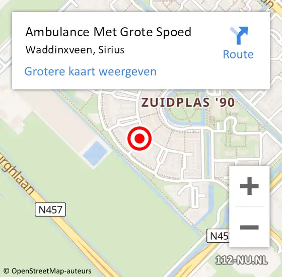 Locatie op kaart van de 112 melding: Ambulance Met Grote Spoed Naar Waddinxveen, Sirius op 16 juni 2022 17:15