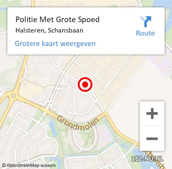 Locatie op kaart van de 112 melding: Politie Met Grote Spoed Naar Halsteren, Schansbaan op 16 juni 2022 17:21