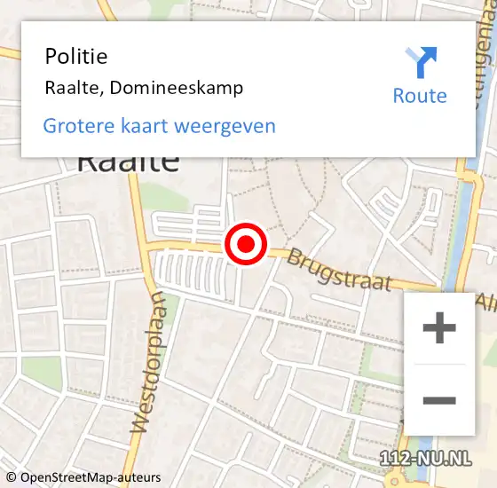 Locatie op kaart van de 112 melding: Politie Raalte, Domineeskamp op 16 juni 2022 17:28
