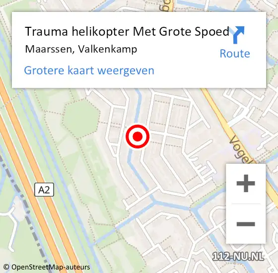 Locatie op kaart van de 112 melding: Trauma helikopter Met Grote Spoed Naar Maarssen, Valkenkamp op 16 juni 2022 17:36