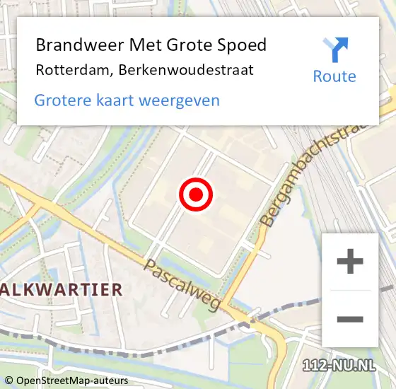 Locatie op kaart van de 112 melding: Brandweer Met Grote Spoed Naar Rotterdam, Berkenwoudestraat op 16 juni 2022 17:47