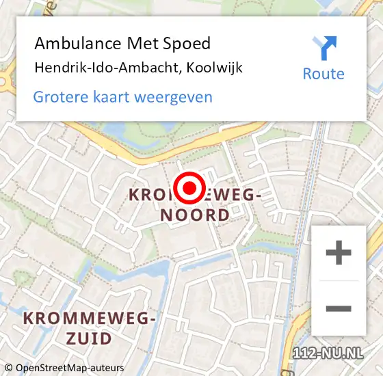 Locatie op kaart van de 112 melding: Ambulance Met Spoed Naar Hendrik-Ido-Ambacht, Koolwijk op 16 juni 2022 17:52